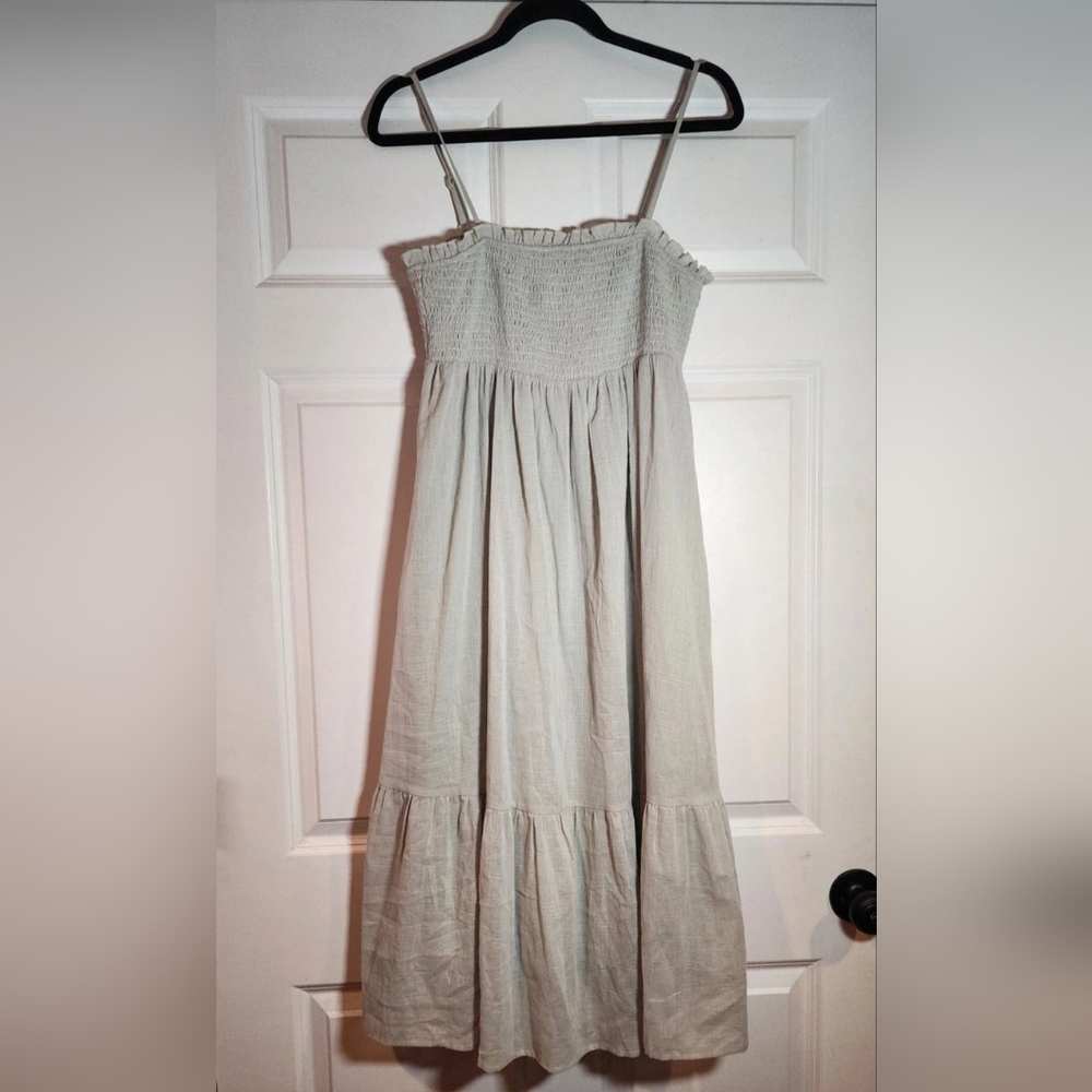 NWOT Listicle Blue Green Bodiced Layered Tiered Midi Dress S